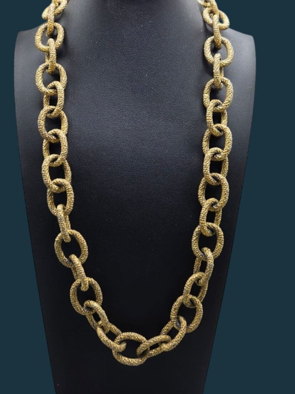 Vintage KJL Kenneth Jay Lane 30” Heavy Chunky Textured Rope Chain Necklace 1960s